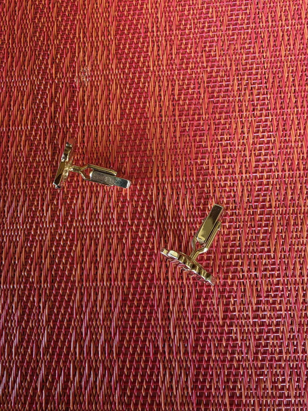 SWANK Vintage Mirrored Gold Tone Club Spade Diamond Heart Card Suits Cufflinks